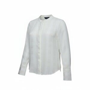 Rachel Roy Blouse Womens 4 White Striped Sheer Long Sleeve Top Button Up Shirt